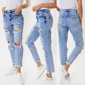 NEW KanCan Maddie High Rise Distressed Mom Jeans